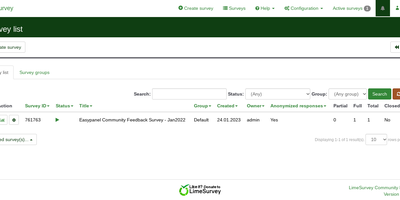 Limesurvey screenshot thumbnail